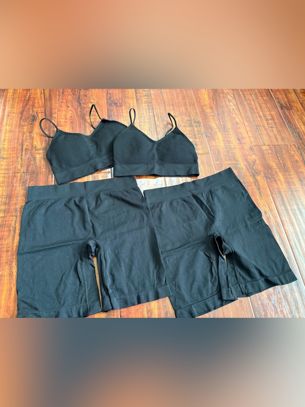 New Black Seamless Bralette and High-Waist Shaping Shorts Set Bundle - size S